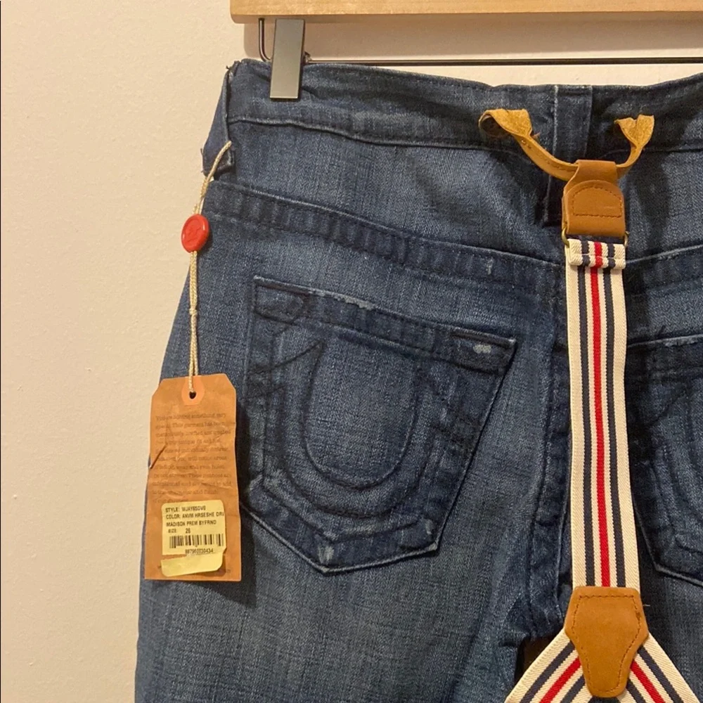 True Religion Blue woman's Jeans with Suspenders - Picture 4 of 8
